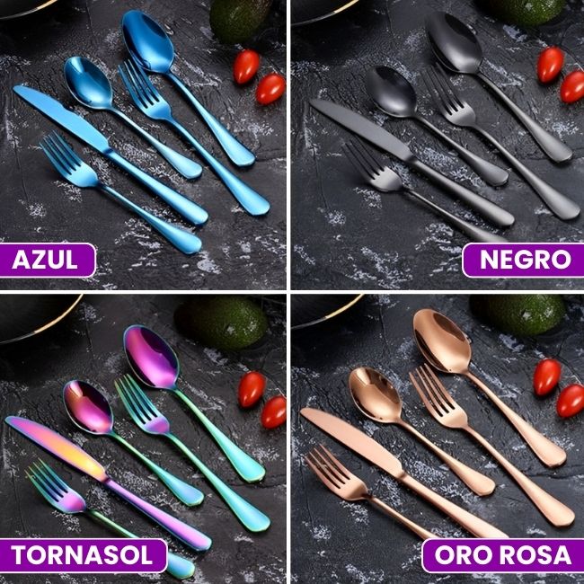 ✨🍽️ Elysian Gold™ | Set de Cubiertos de Lujo - Elegancia, durabilidad y estilo en cada comida✨👑